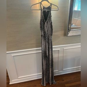 PARKER cinch waist 100% silk maxi dress